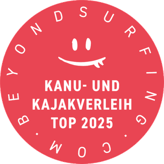Siegel „Kanu- und Kajakverleih Top 2025“ von BeyondSurfing
